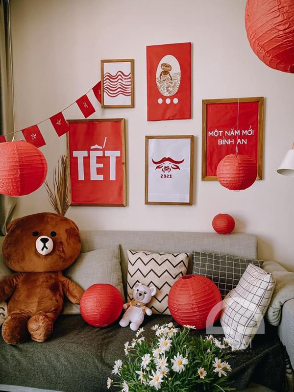 Các cách trang trí phòng khách ngày tết