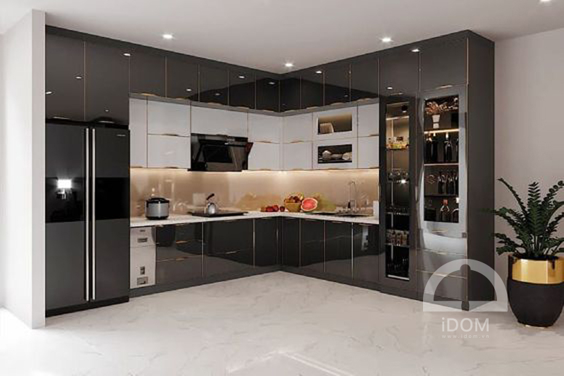 Tủ bếp inox cánh kính