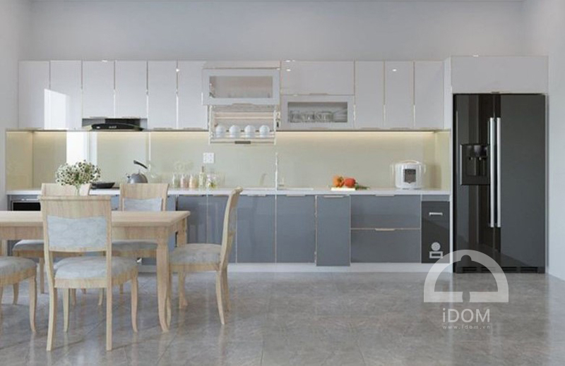 Tủ bếp inox cánh kính